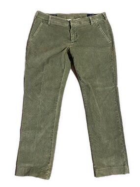 Entre Amis Mens Tk America Slim Solid Olive Green Corduroy Pants 34 / 48 Italy